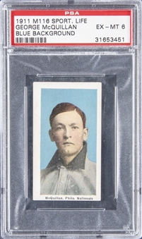 1911 M116 Sporting Life George McQuillan, Blue Background - PSA EX-MT 6